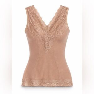 Magic Curves Nude Lace Shaping Cami Tank Top XL Sheer Stretch Lingerie